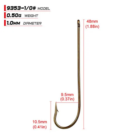 100 шт./лот длинный хвостовик рыболовный крючок FSS9353 - Цвет: 1O