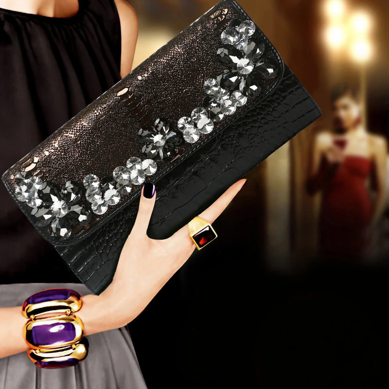 

Women Cowhide Genuine Leather Serpentine Handbag Fashion Diamond Chain Shoulder Crossbody Bag Handbag designer Clutch Bag Wallet