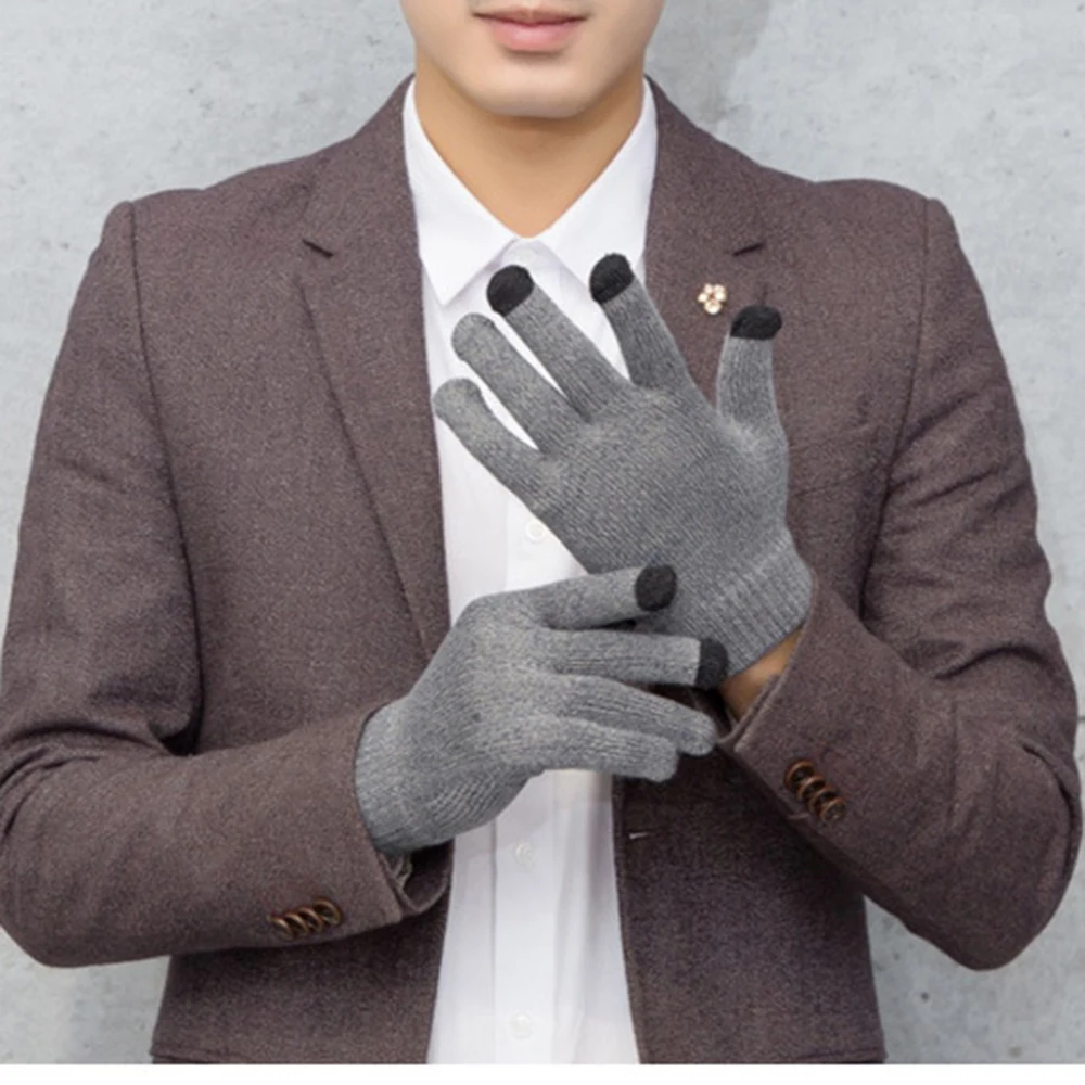 

Unisex Gloves 4 Colors Winter Autumn Warm Wool Gloves Men Women Touch Screen Gloves Fleece Lined Thermal Knitted Gloves