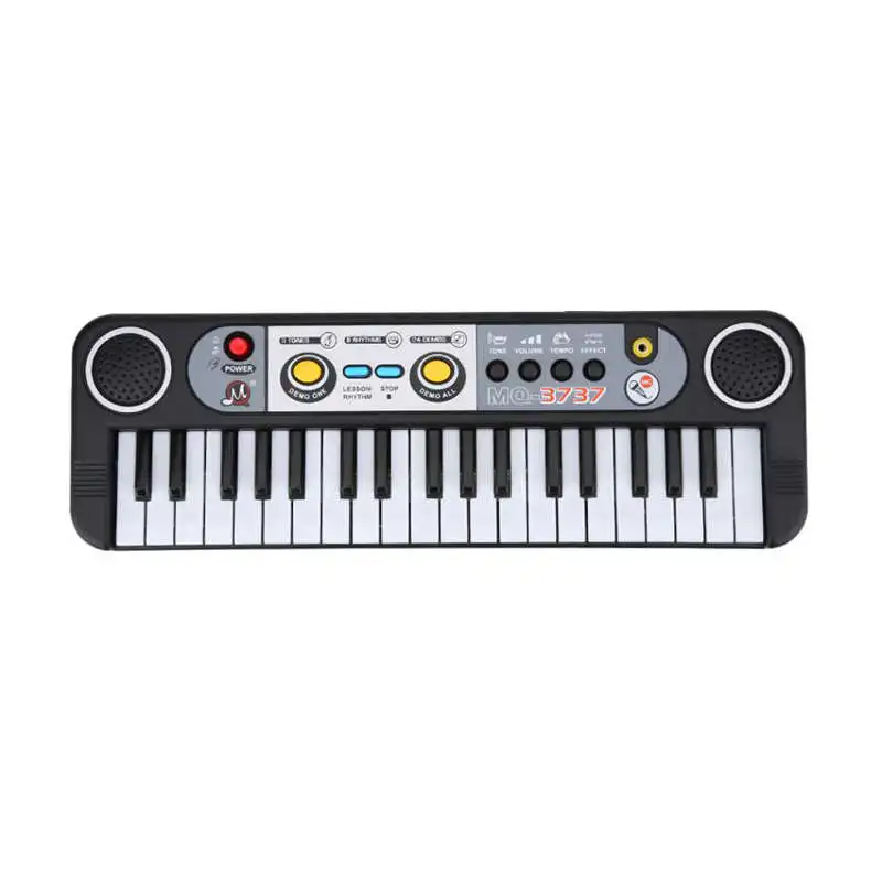 37 клавиш малыш орган электрическое пианино Цифровая музыка электронная клавиатура музыкальный инструмент с мини-микрофоном для детей Learni - Цвет: Black