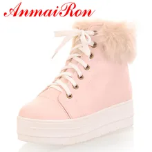 ANMAIRON новые белые туфли 3 цвета женские зимние сапоги на платформе с низким каблуком теплые зимние сапоги женские ботильоны размер 34–43
