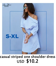 New-summer-women-casual-striped-dress-one-shoulder-three-quarter-shleeve-A-line-knee-lenght-sashes