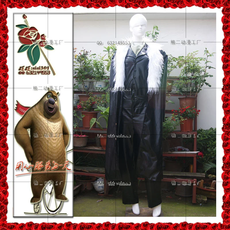 Free shipping One Piece Sir Crocodile Cosplay black Costume coat+top