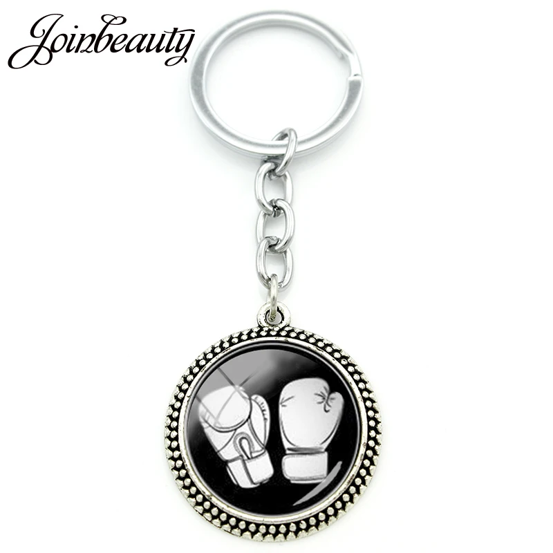 

JOINBEAUTY Attractive Trendy Sports Jewelry Keychain Boxing Glove Art Pendant Key Chain Ring Holder Silver Plated Men Gift KC281