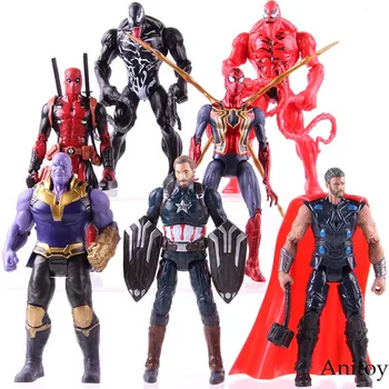

Marvel Batman Superman Thor Thanos Spiderman Deadpool Iron Man Action Figure Collectible Model Toy Set
