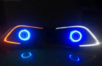 

eOsuns Angel eye + LED daytime running light DRL+ Fog Lamp with E13 Projector Lens+ turn signal + night light for Mazda 3 axela