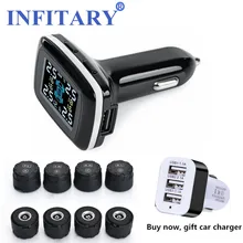 Car TPMS Wireless Tire Pressure Monitoring System Cigarette Lighter Power Alarm Systems with 4 internal or External Sensor TP620