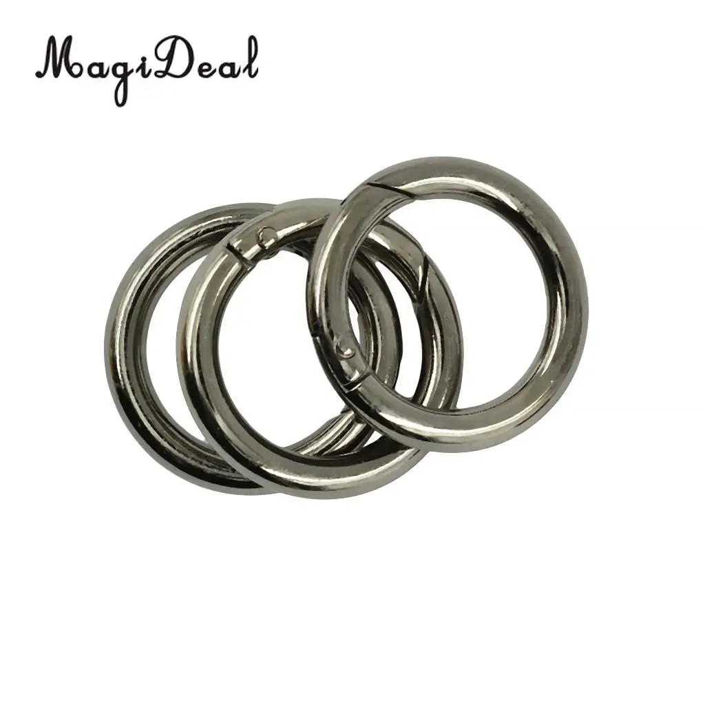 MagiDeal 3 Pieces Round Spring Snap Hooks Clip Handbag Purse Shoulder Strap Clasp