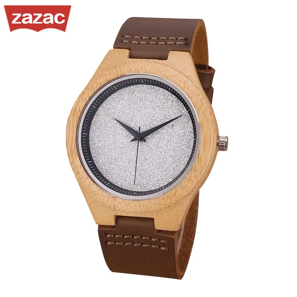 

Casual Nature WoodBamboo Genuine Leather Band Strap Wrist Watch Sport BLING Creative Men Women Analog Relogio Masculino