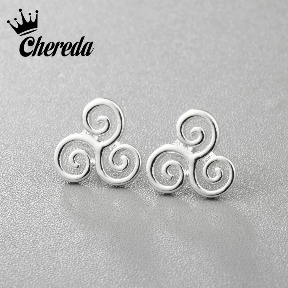 

Chereda Fashion Classic Triskelion Dangle Hook Stud Earrings Trendy Silver Gold Color Small Simple Design Accessories Jewelry