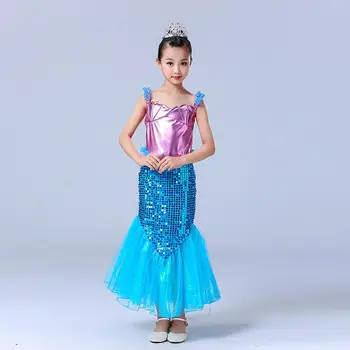 

European American Children's Anime Kids Girls Sequin Mermaid Princess Dress Costume Carnival Christmas Fantasia Cosplay Clothes