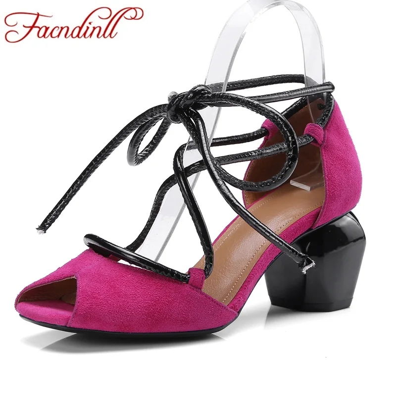 

FACNDINLL hot sale 2018 new fashion summer genuine leather women gladiator sandals shoes high heels rome style woman dress shoes