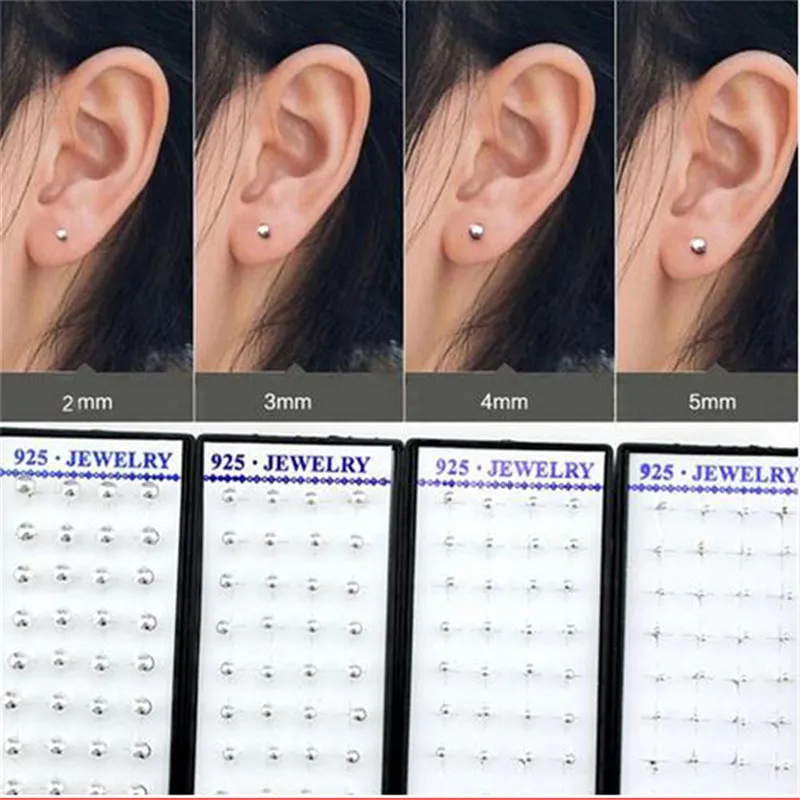 20 пар/кор. мини серьги-гвоздики Медные шарики серебристого цвета серьги-гвоздики для женщин и девочек Ювелирные изделия Подарки 2 мм/3 мм/4 мм/5 мм/6 мм