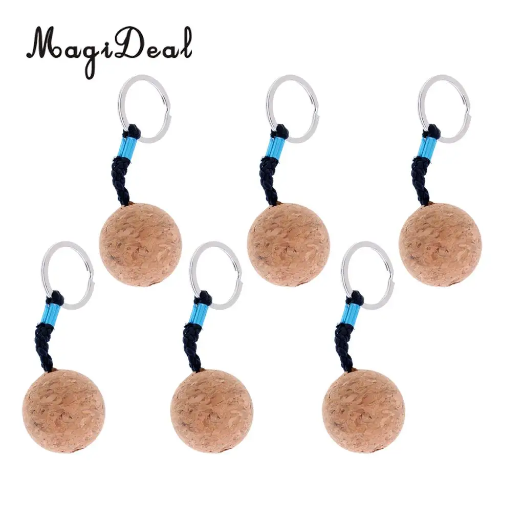 6Pcs Ultralight 3.5cm Floating Cork Keyring Key Chain Water Buoyant Key Ring Marine Sailing Boat Float Replacement Accessories