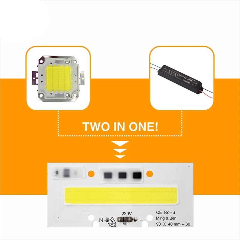Умный IC светодиодный светильник COB Чип IP65 30 Вт 50 70 100 150 AC 220 В 110 Высокая мощность