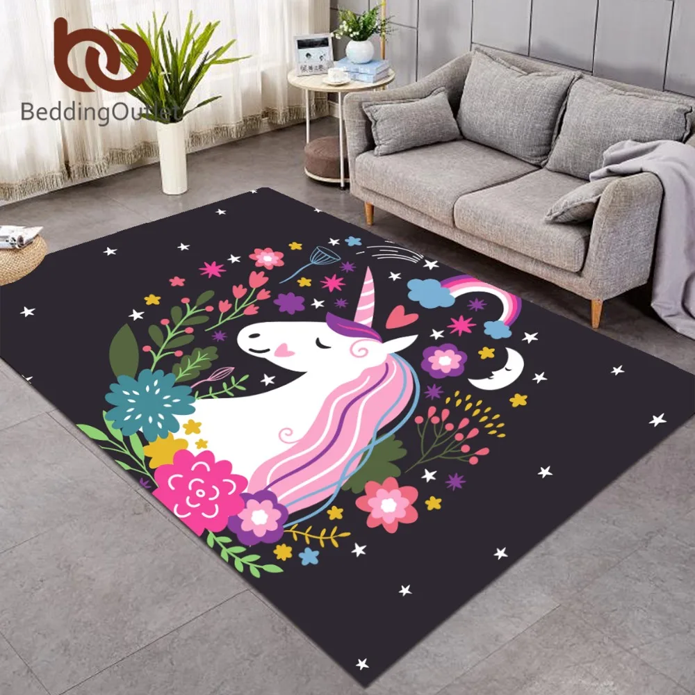 

BeddingOutlet Rainbow Unicorn Large Carpets for Living Room Cartoon Rectangle Area Rug for Kids Bedroom Non-slip Floor Mat Decor