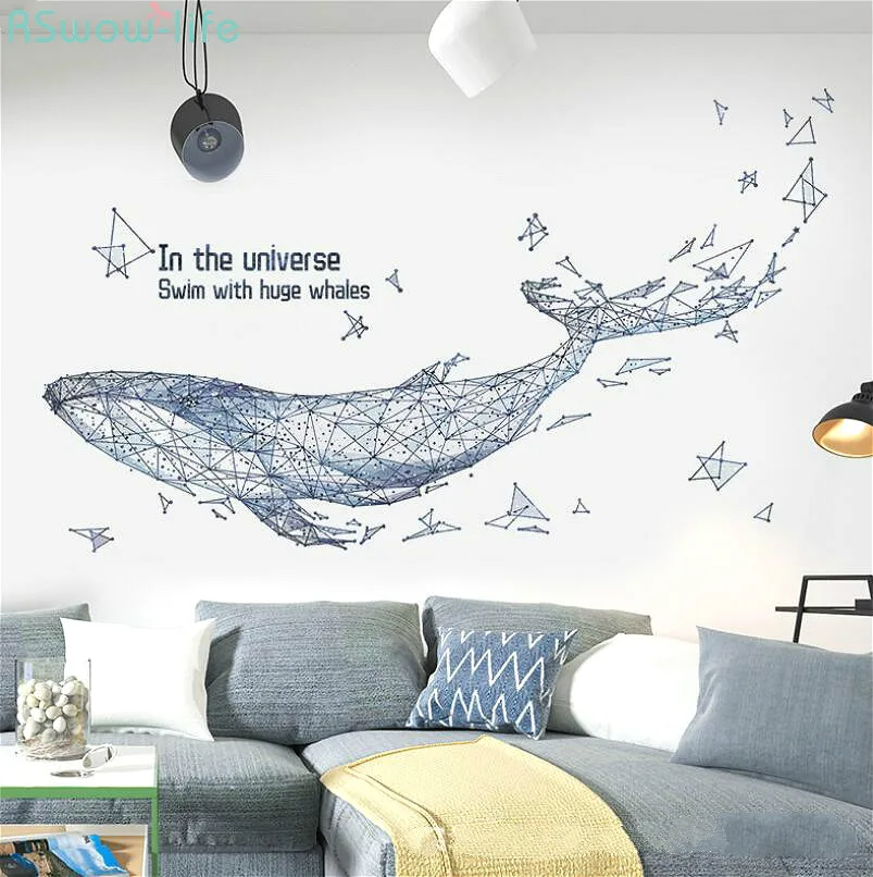 

Creative DIY Abstract Whale Sticker Living Room Personality Background Transformation Bedroom Decoration Wall Tile Sticker PVC
