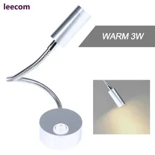 10 шт./лот, серебристый алюминиевый гибкий шланг 3 Вт, прикроватный светодиодный светильник для чтения в спальне, прихожей