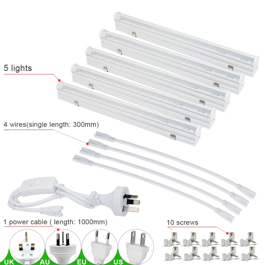 Полноспектральный светодиодный светильник для выращивания T5 1 фут 6 Вт, светодиодный светильник для выращивания, светодиодный светильник для аквариума, светильник для выращивания
