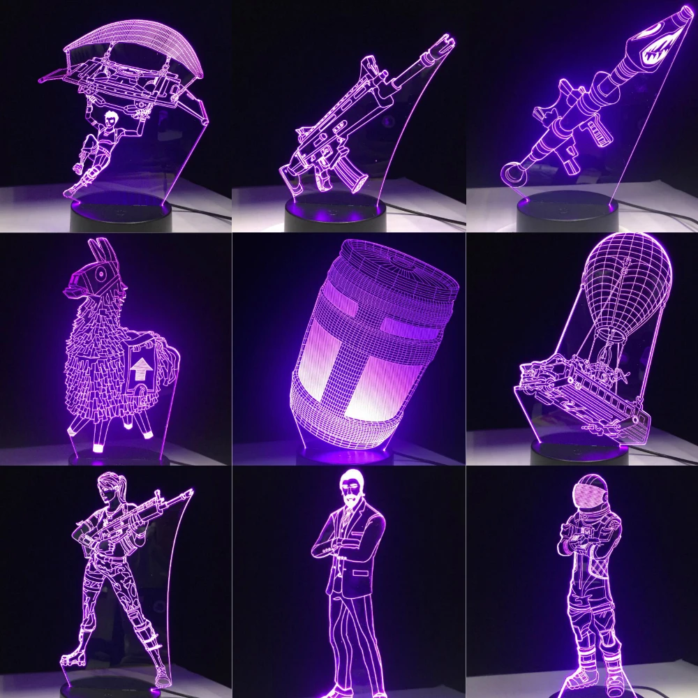  Game 3D LED Lamp 7 Colors Touch Switch Table Desk Light Lava Lamp Acrylic Illusion Room Atmosphere 