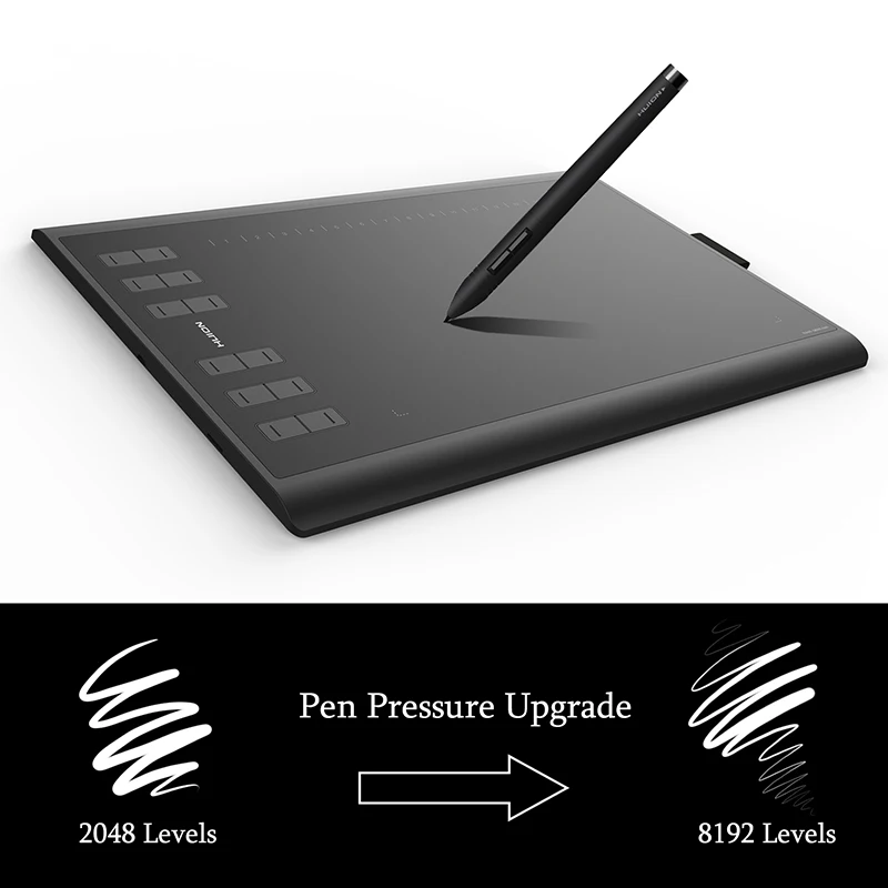 Tanie HUION nowy 1060 Plus 8192 poziomów rysunek graficzny tabletki pióro cyfrowe tabletki z filmem prezent i 8GB TF karty