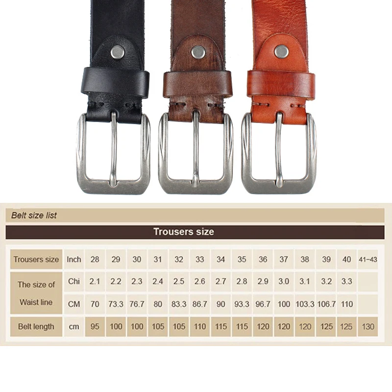 Men Top Layer Leather Casual Vintage Design Pin Buckle Genuine Leather Belts