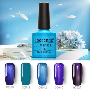 

5 pcs/lot Ibcccndc 10ml UV Gel Nail Polish Soak Off Gel Varnishes Semi Permanent Lacquer Gelpolish Nail Art Design Blue Series