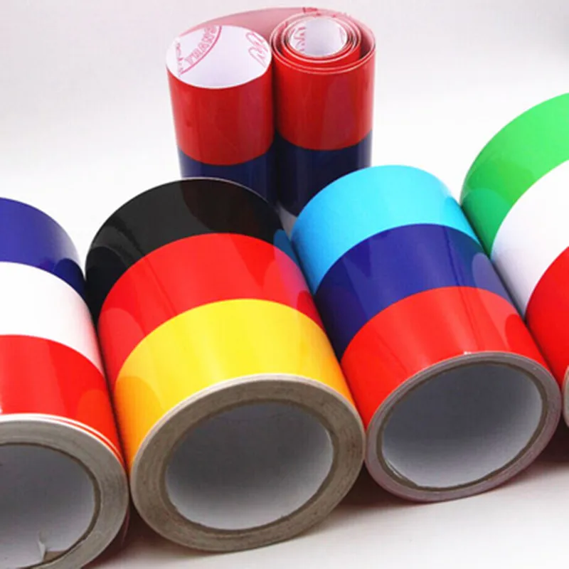 

1PC Car Styling 100*15CM Car Stickers French Russia Germany Italy Flag Striped Car Hood Vinyl Sticker Body Decal For BMW VW