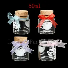 50 мл X 6 пустая прозрачная стеклянная декоративная бутылка с деревянной пробкой, печать дисплея бутылки желаний пробковая пробка, стеклянный контейнер