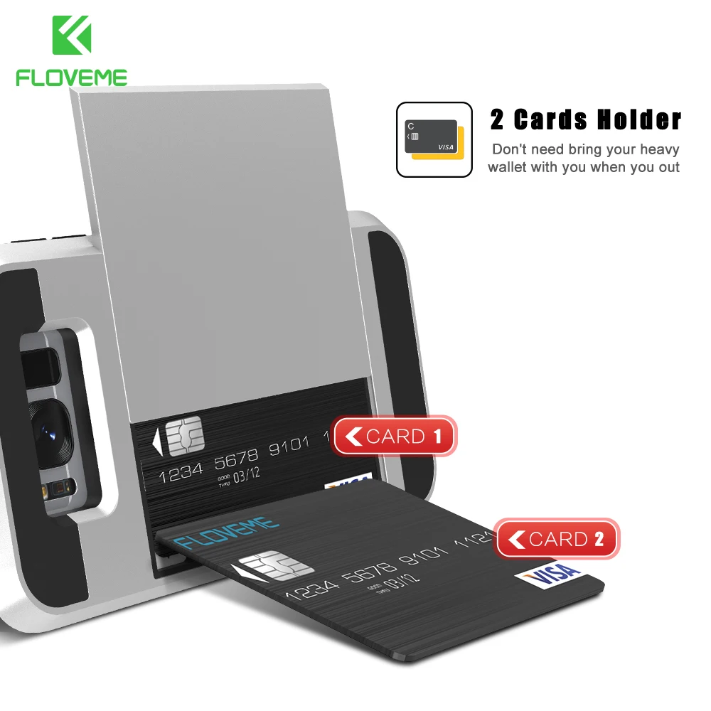 

FLOVEME Armor Case for Samsung Galaxy S8 S9 Plus Card Slot Heavy Duty Protect Phone Case for Samsung Galaxy Note 9 S7 S7 edge