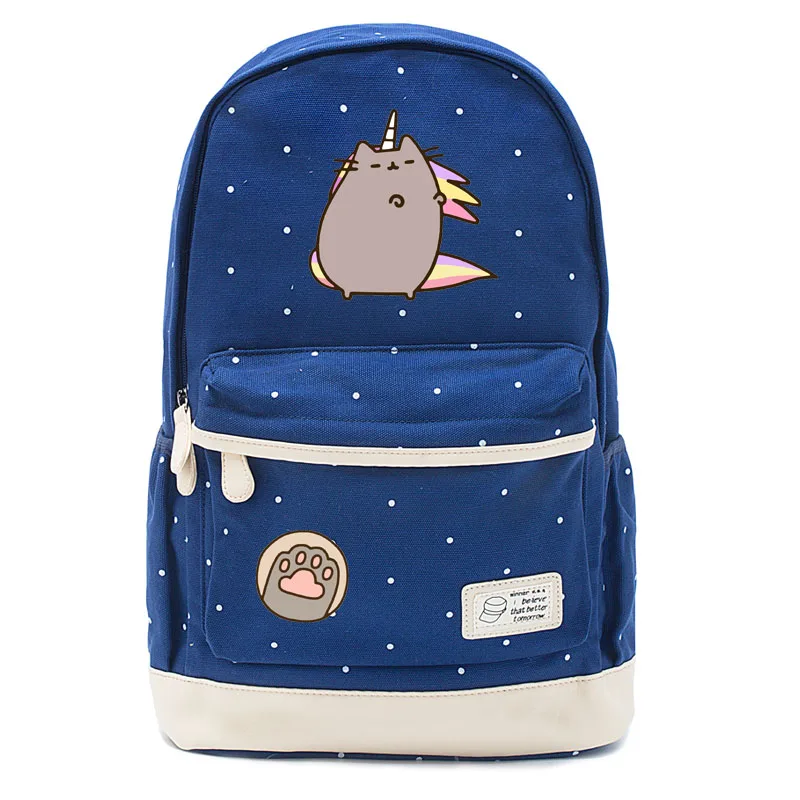 New Pusheen The Fat Cat Character Face Ears & whiskers Backpack Book Travel Bag 