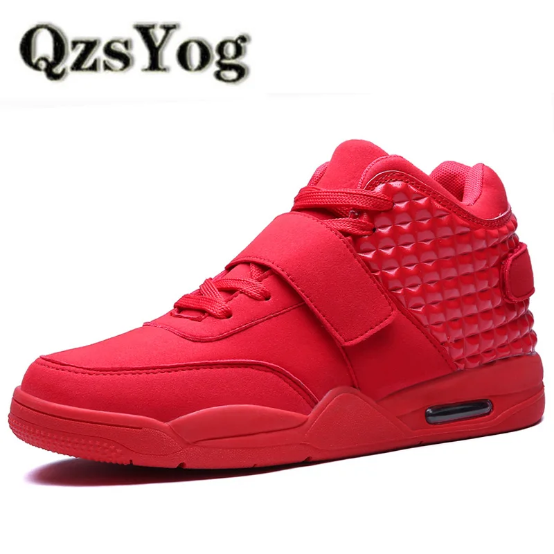 

QzsYog Big Size 39-46 Men Basketball Shoes Air HighTop Cushion Sneakers Outdoor Sport Basket Femme Athletic Trainers Walking Red
