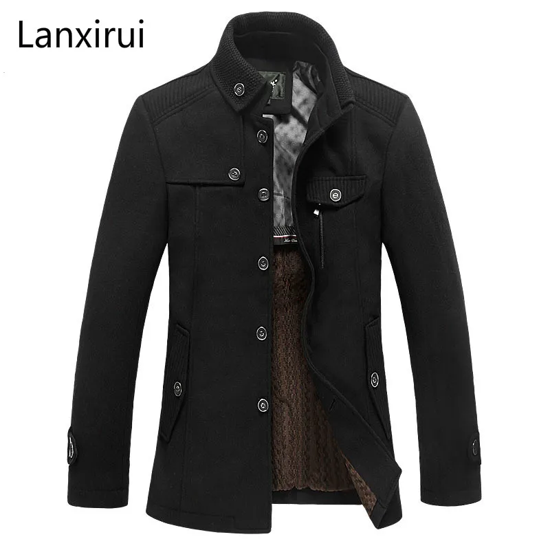 Lanxirui Brand Clothing Mens Wool &Blends Autumn Winter Cashmere Men 'S Coat Trench Jacket Wool Coat Overcoat Mj381