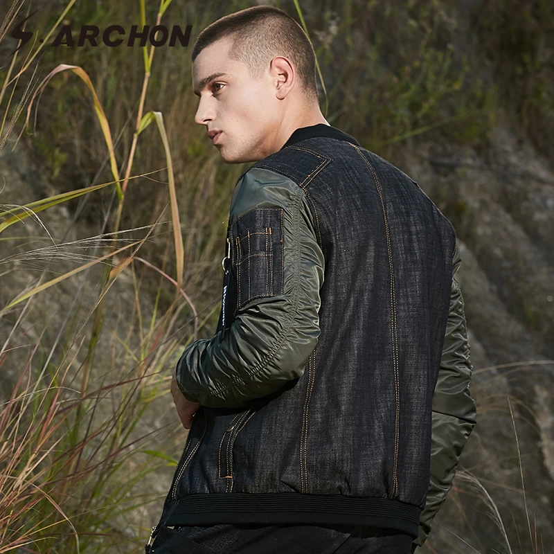 S.ARCHON Spring Autumn Military Tactical Denim Jackets Men Stand Collar Patchwork Streetwear Baseball Jacket Casual Fashion Coat S.ARCHON Spring Autumn Military Tactical Denim Jackets Men Stand Collar Patchwork Streetwear Baseball Jacket Casual Fashion Coat