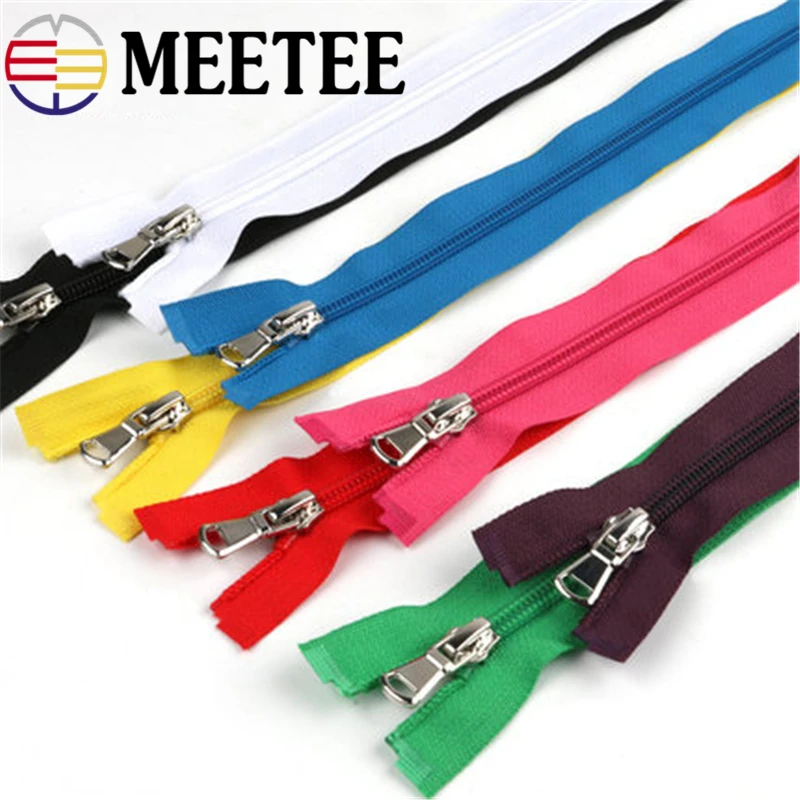 

5pcs Meetee 5# Multicolor 40/60/70cm open-end nylon zippers metal zipper pull for Garment DIY Sewing Craft A3-3