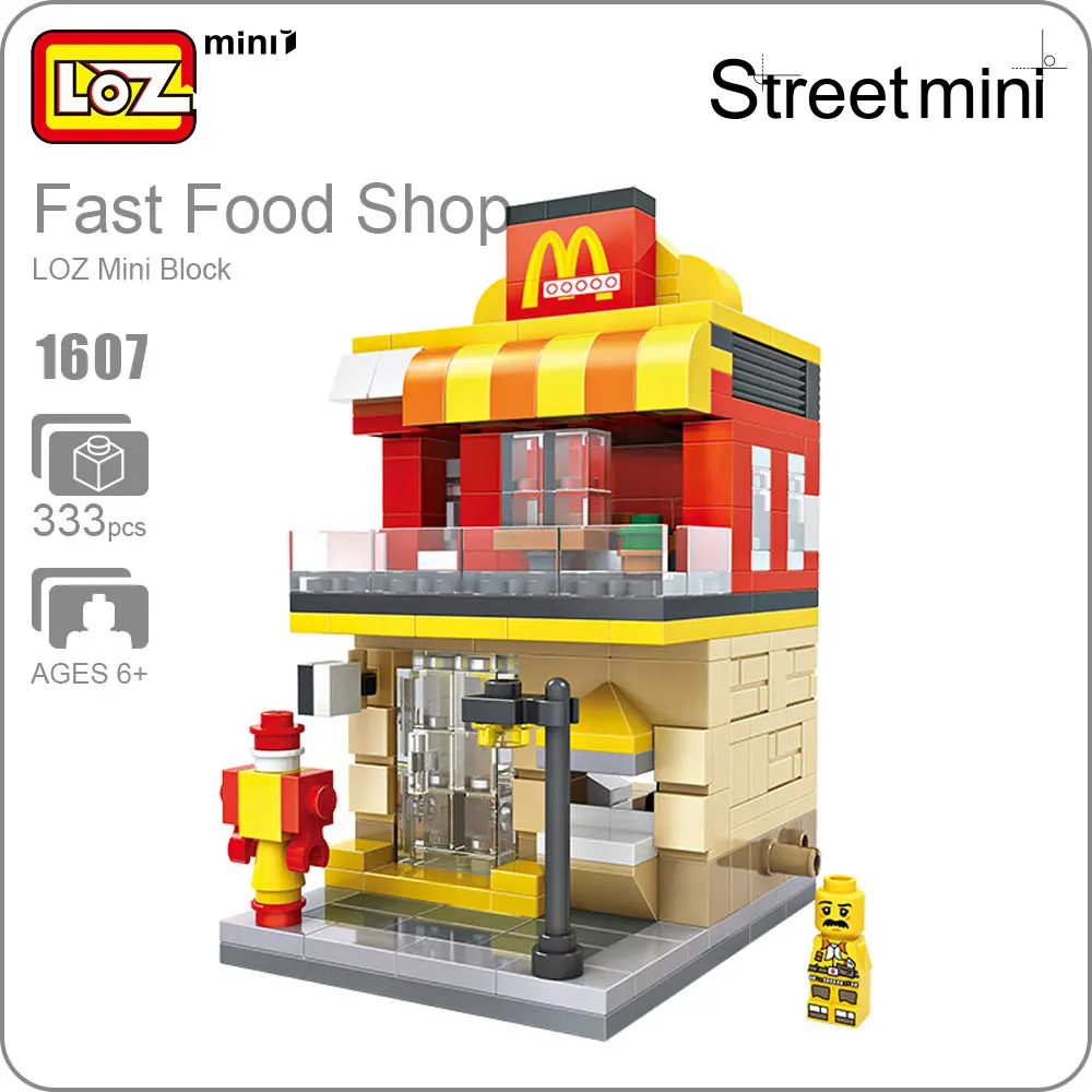 

LOZ Mini Street Model Small House Toy Mini City Block Store Model Architecture Building Blocks Food City Square Block Brick 1607