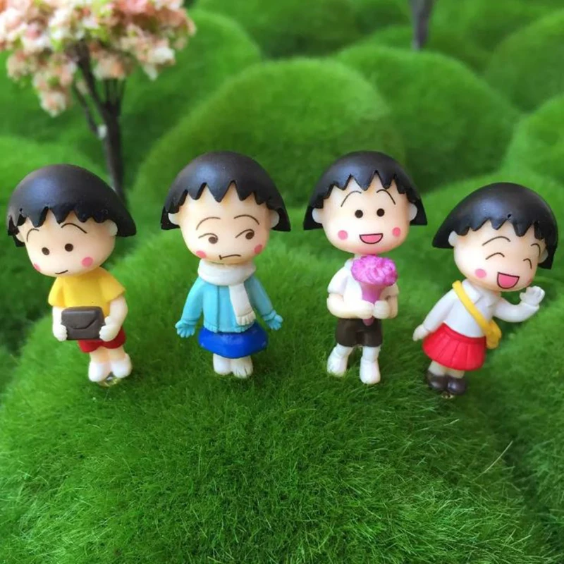 

4 pcs/lot Kawaii Chibi Maruko Chan souvenir cartoon miniature figure toys Kids Toy Japan anime children action figure