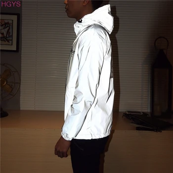 

2020 double reflective trench coat Fashion glance hooded jacket