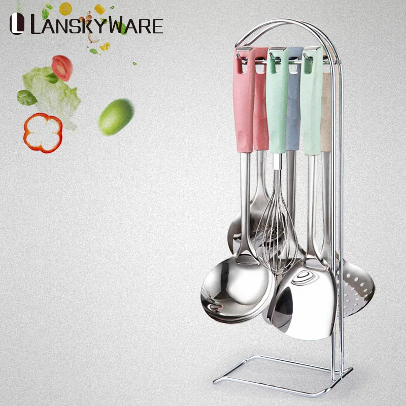 

9 Pcs/Set Kitchen Cooking Tools Set Stainless Steel Kitchen Utensils Set With Wheat Straw Handle Anti-skid Kitchenware Set