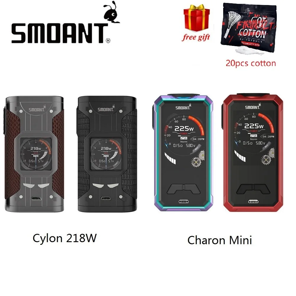 

Free Gift! Smoant Charon Mini 225W MOD Vs Smoant Cylon 218W MOD Power by 18650 Battery Vape Box Mod Vs Drag Mini / Smoant Naboo