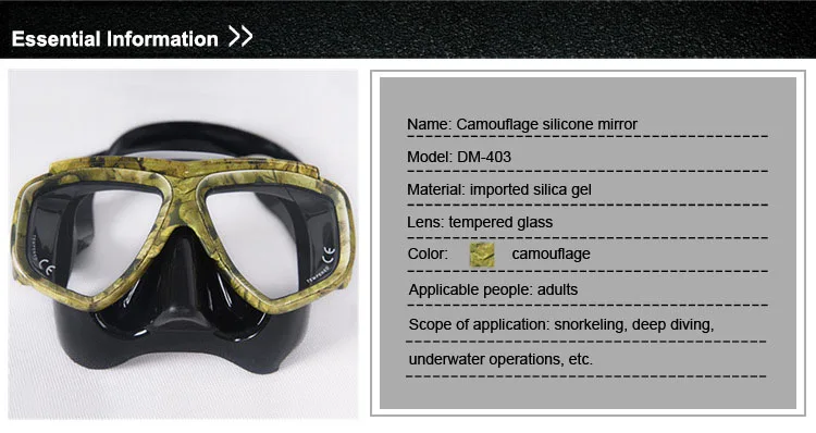 Новая маска для подводного плавания с силикагелевой маской предназначена для армии