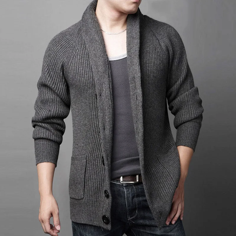 Мужской теплый вязаный кардиган с длинным рукавом на осень/зиму|men cardigan|mens sweater