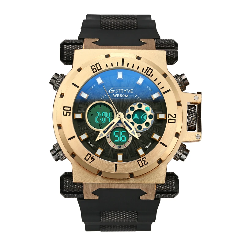 

STRYVE Luxury Brand Men Military Sport Watches Men's Digital Quartz Clock SILICONE Waterproof Wrist Watch relogio masculino