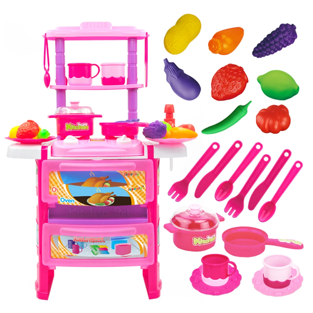 

Surwish Children Funny Pretend & Play Toy Emulational Dining Table Kitchenware Set with Acousto-optical