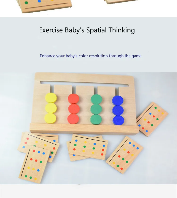 Дети Монтессори сенсорные деревянные головоломки игрушка цвет совпадающие игры четыре цвета игры ребенок раннего образования логическая игрушка