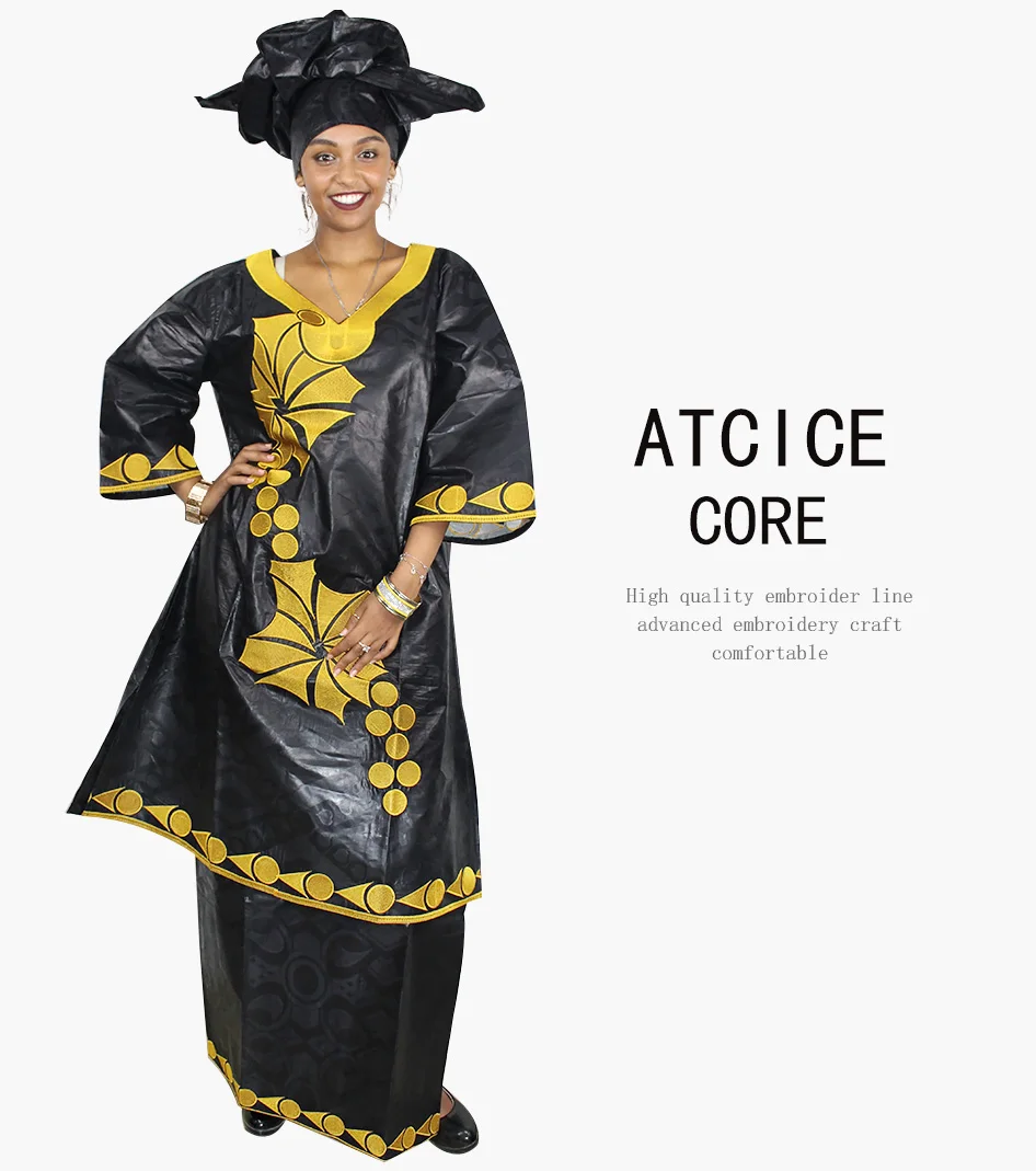 Африканские платья для женщин Новая мода дизайн Африканский Базен RICHE вышивка длинный рэпер африканская одежда SP18