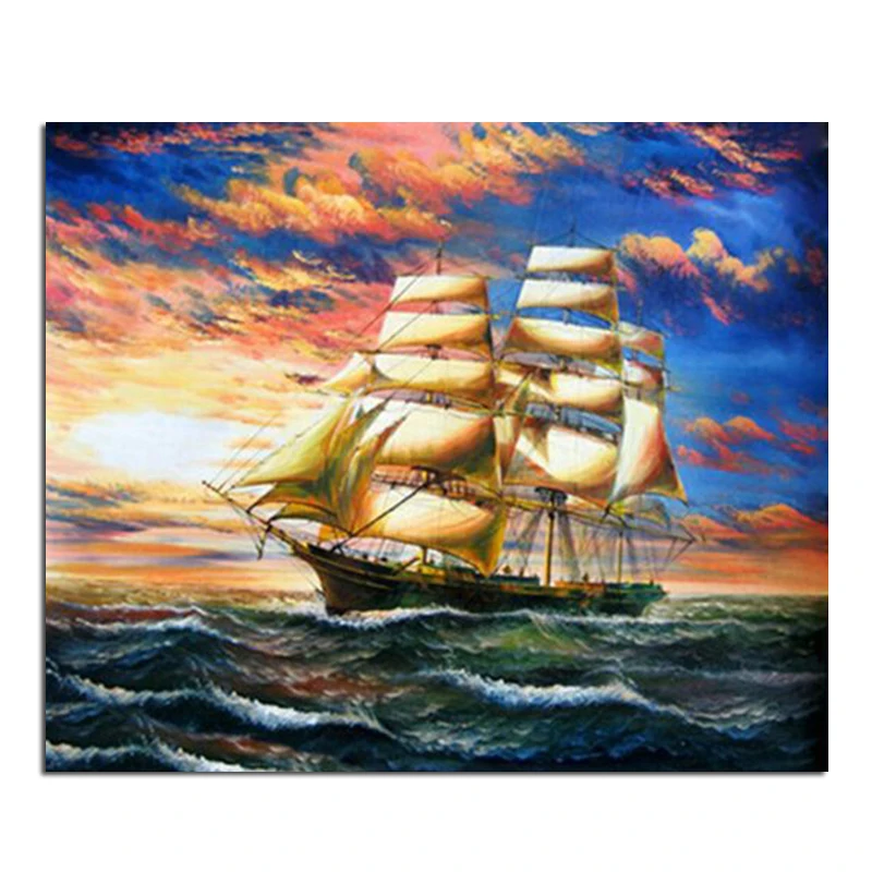 Картина Морской парусник 30x25 3D сделай сам настенная наклейка мозаика из страз