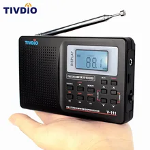 TIVDIO Portable FM Radio DSP FM Stereo/MW /SW /LW Portable Radio Full Band World Receiver Clock&Alarm 9KHZ Radio FM Moscow F9201