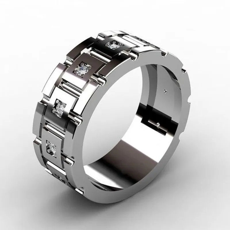 Модное обручальное кольцо для мужчин из серебра 925 пробы AAA CZ, новое модное серебряное мужское панк ювелирное изделие