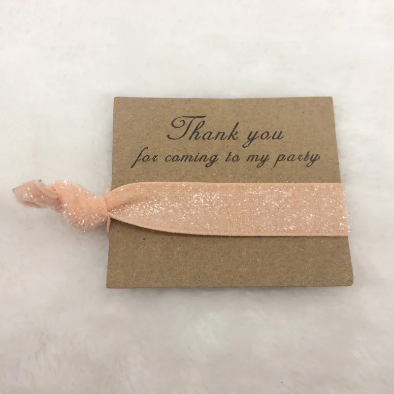 Light Peach Glitter Merci Pour Venir A Mon Parti Carte Bebe Douche Faveurs Bebe Fille Douche Cheveux Cravate Faveurs Aliexpress